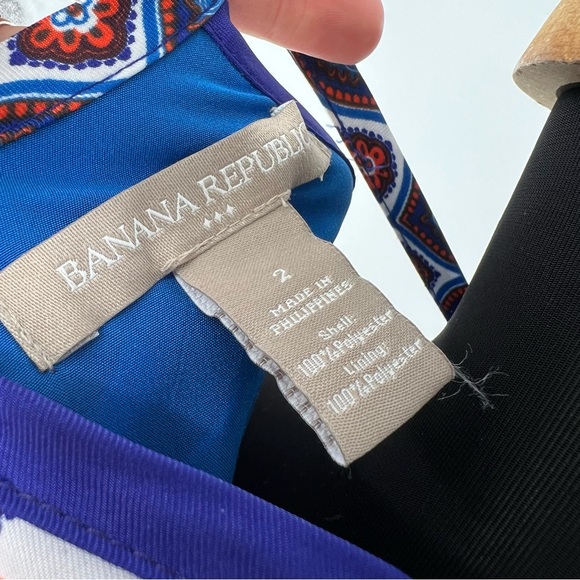 Banana Republic Orange White‎ and Blue Halter Shift Dress Warm Combo SZ 2 - Picture 13 of 15